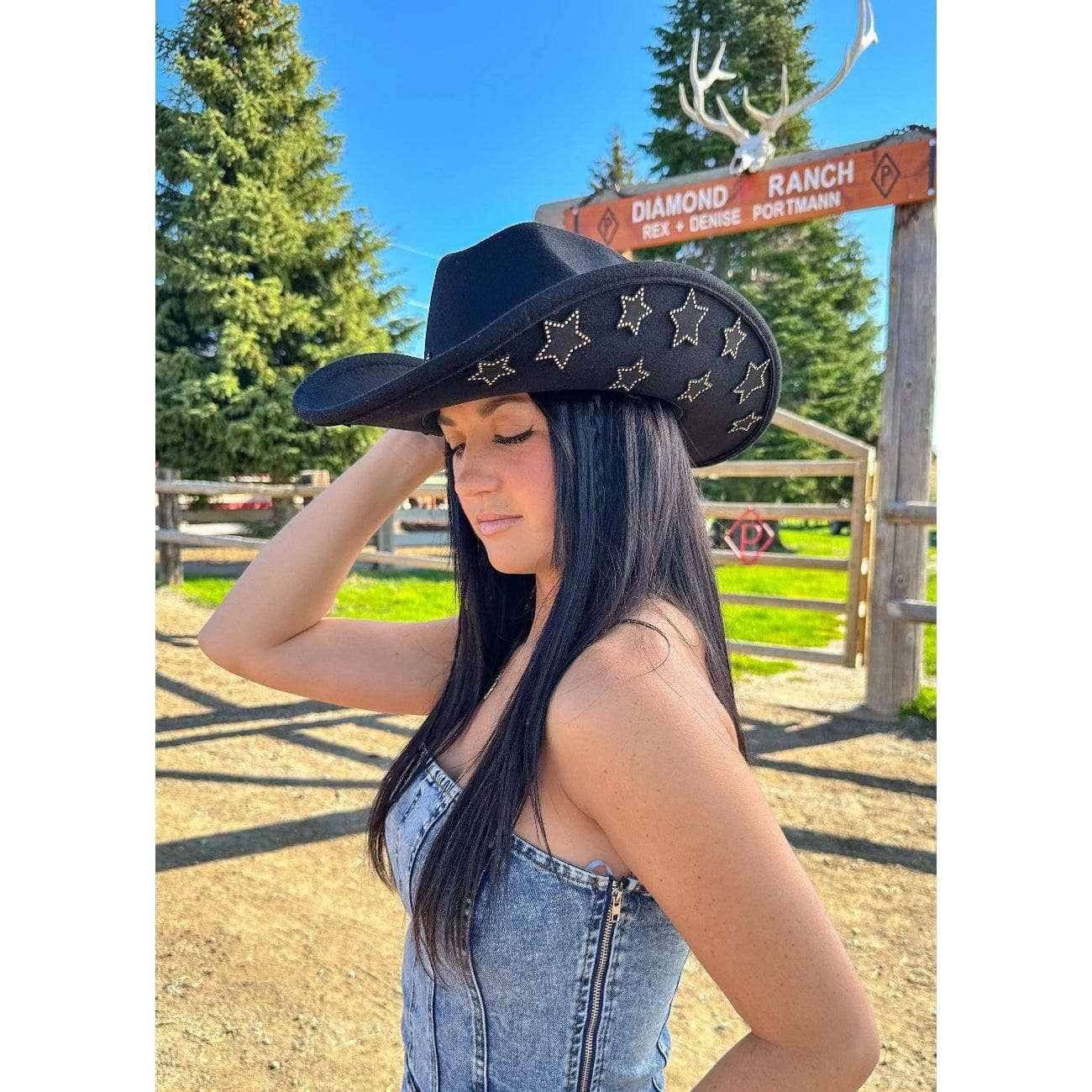 VCC0074 Studded Star Brim Felt Cowboy Hat