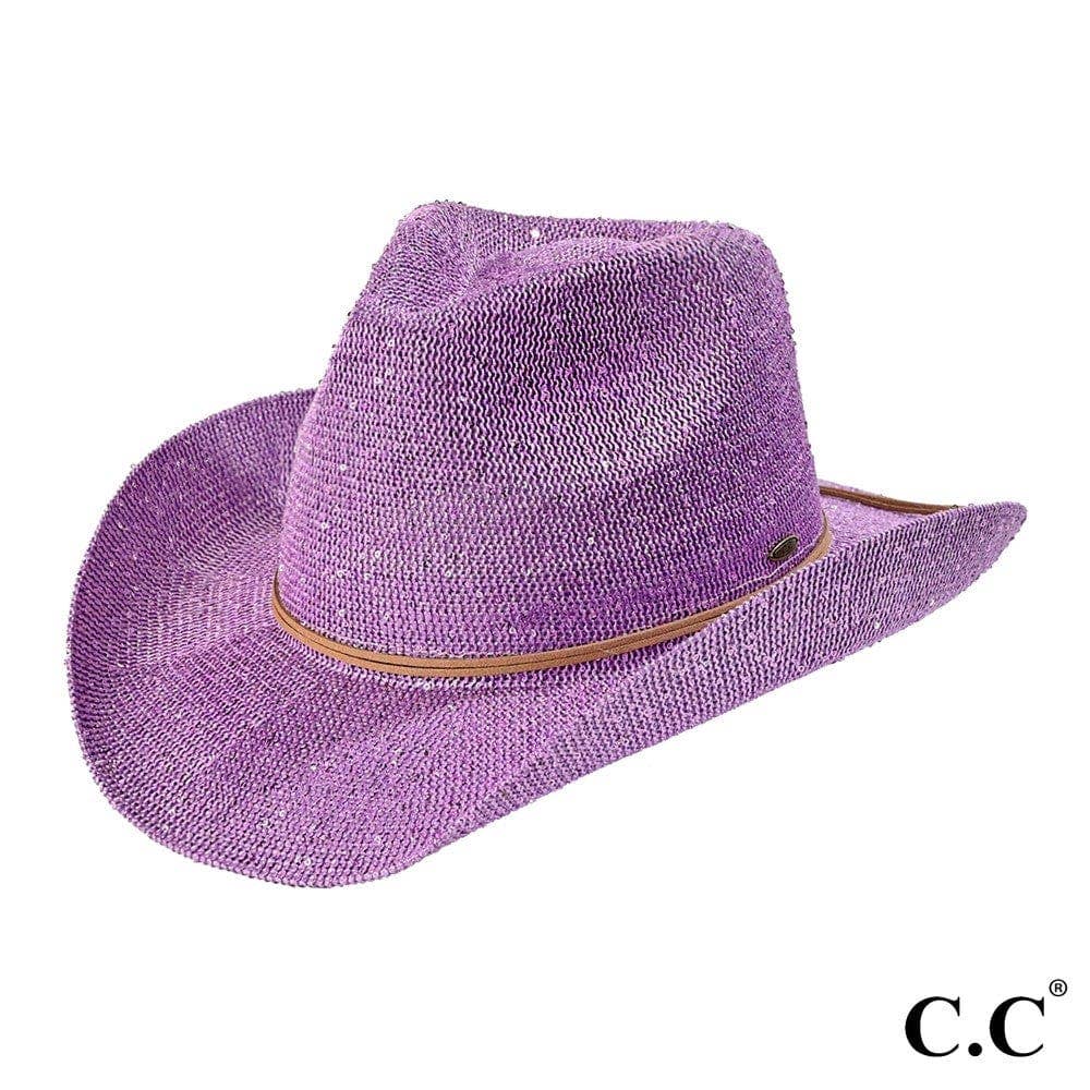 Sequin detailing Cowboy hat with suede trim