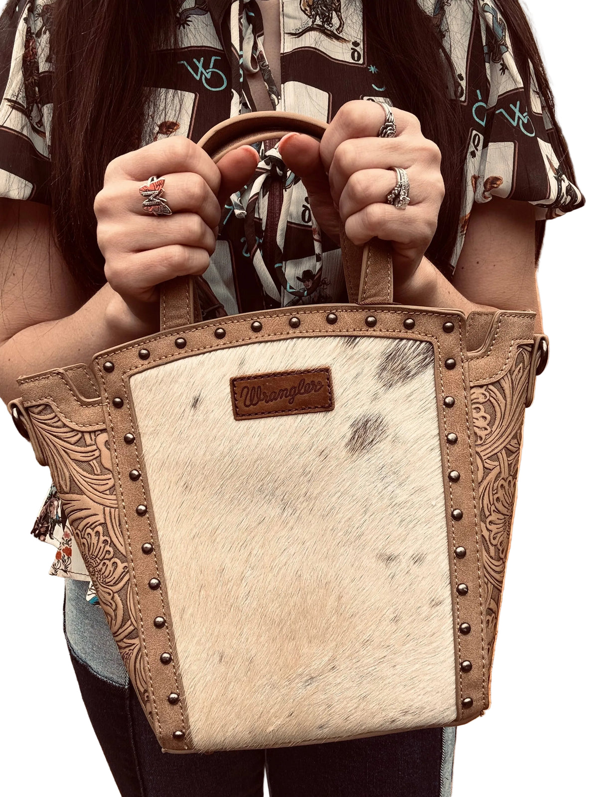 Wrangler Genuine Hair-On Cowhide Tote/Crossbody