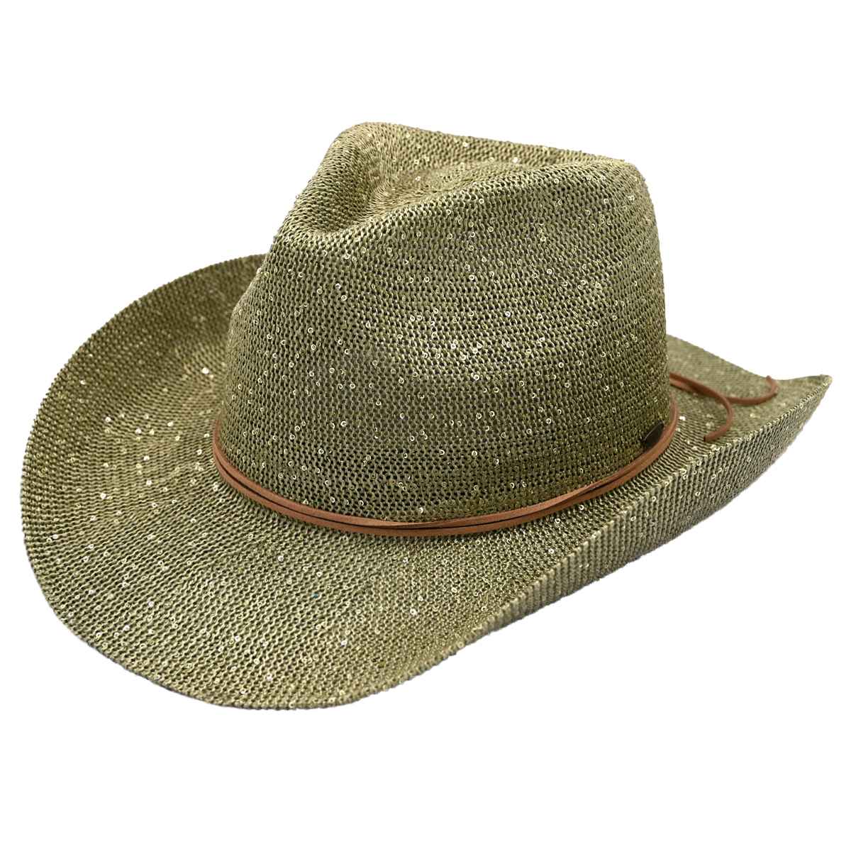 Sequin detailing Cowboy hat with suede trim