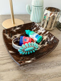COWHIDE LEATHER TRAY - jewelry storage - Genuine Hair On