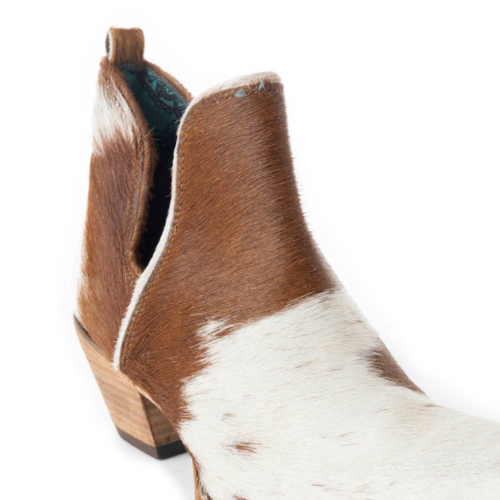 Sunset Bloom Split-Top Hair-On Hide Boots In Speckled Fawn