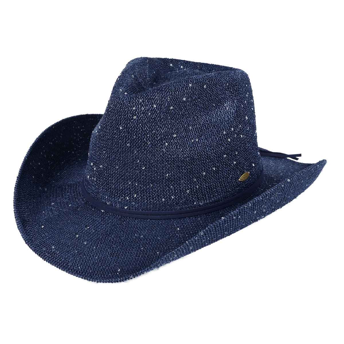 Sequin detailing Cowboy hat with suede trim
