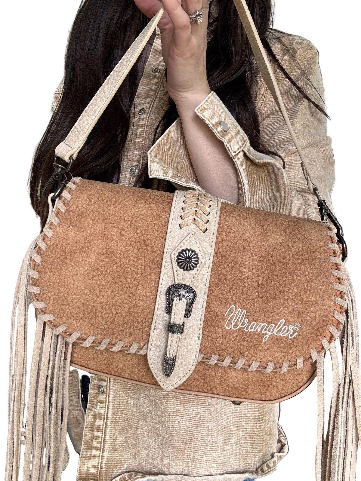 Wrangler Braided Tassel Saddle Crossbody Bag-Multiple Colors