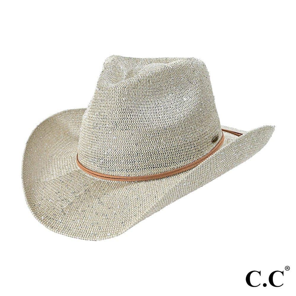 Sequin detailing Cowboy hat with suede trim
