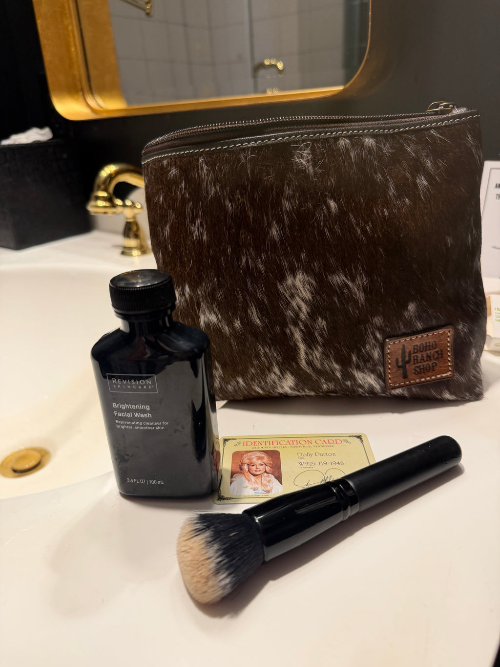 Boho Ranch Shop Western Hairon Cowhide Makeup Bag Travel