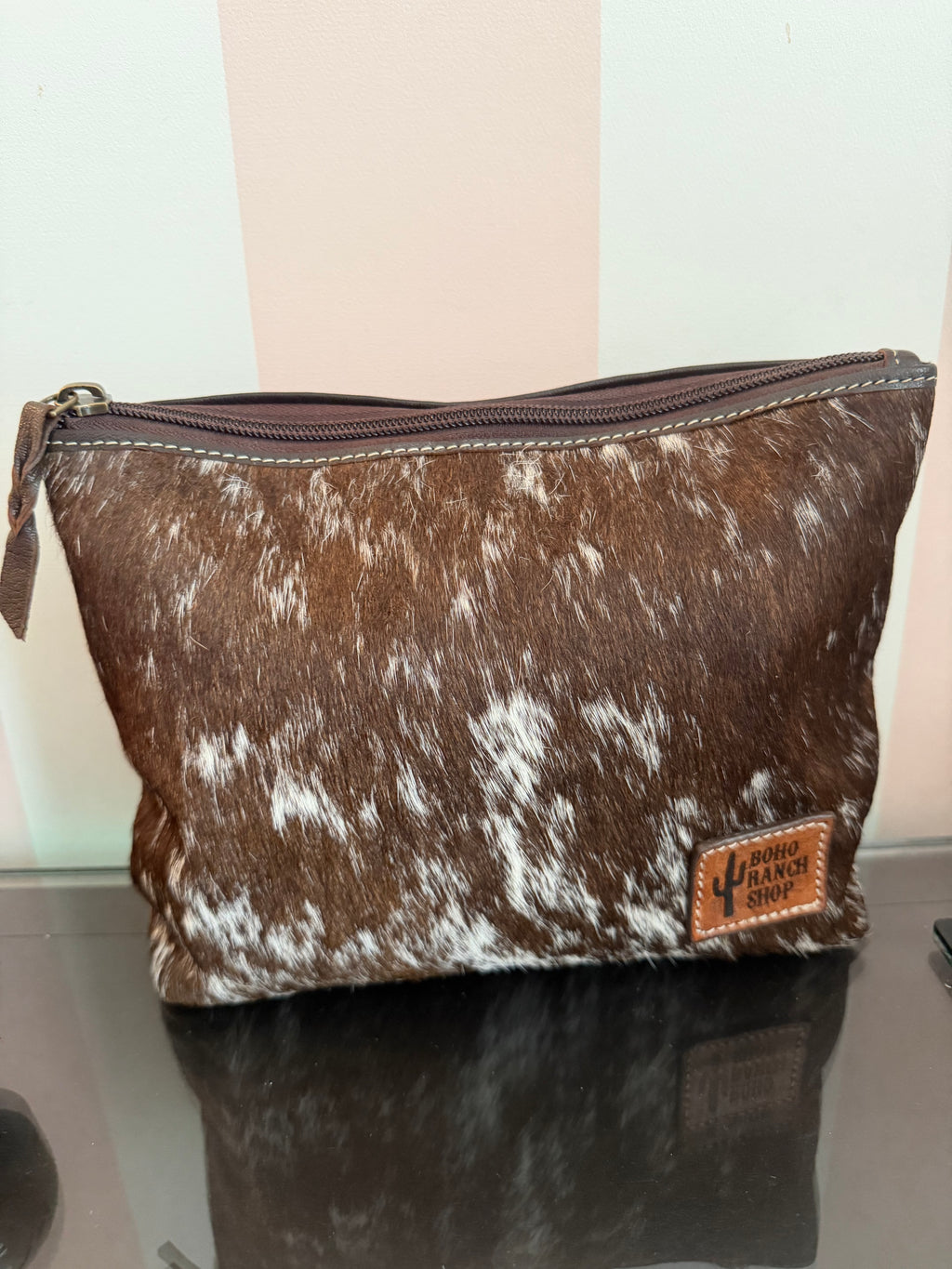 Boho Ranch Shop Western Hairon Cowhide Makeup Bag Travel