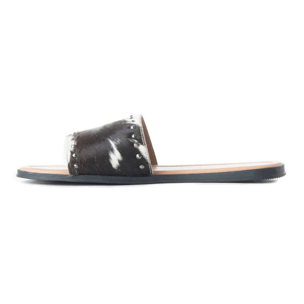 Myra Bags Hairon Cowhide Western Silver Studded Flats