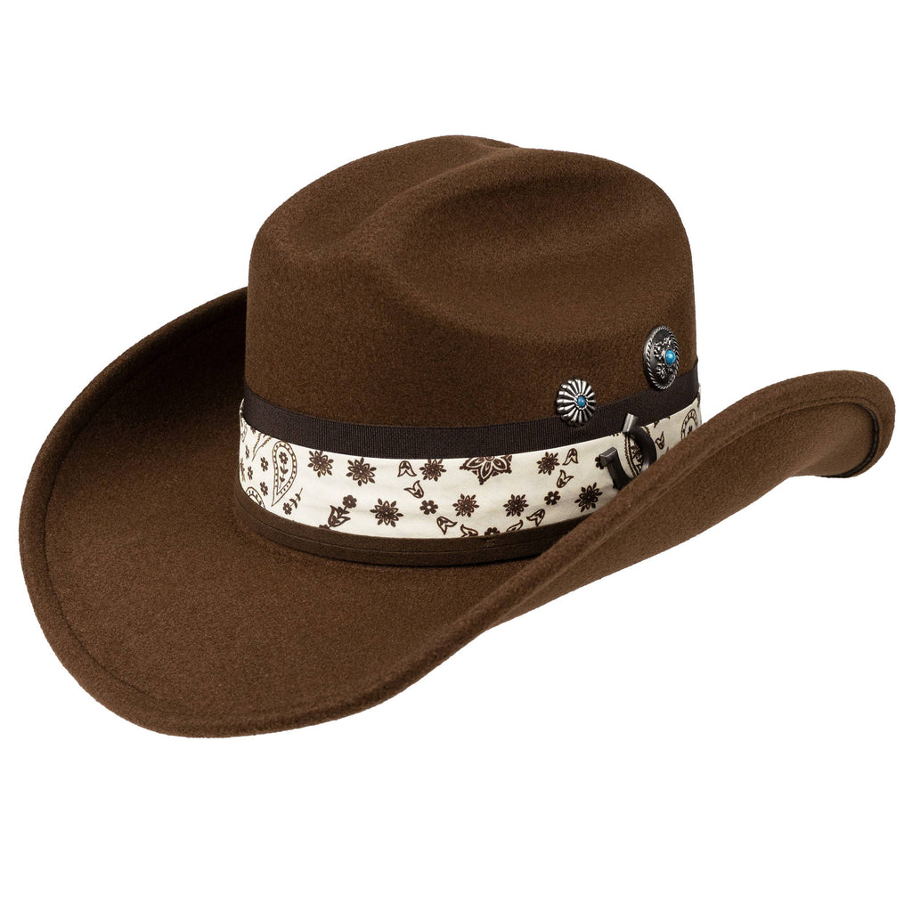 C.C Paisley Band with Western Charm Vegan Felt Cowboy Hat