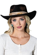 Vintage Versatile Shapeable Cowgirl & Fedora Hat With Feather Accent - Polyester, One Size, Black