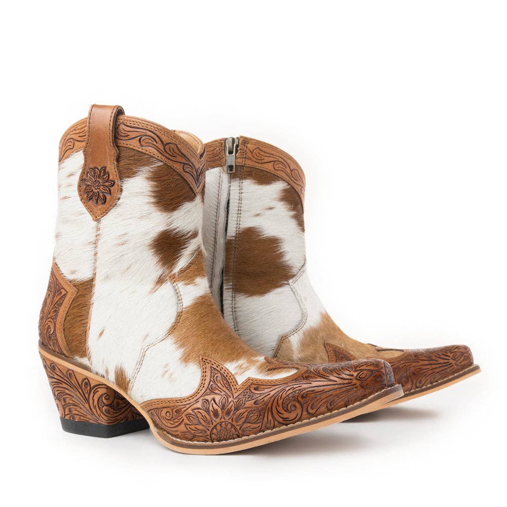 Myra Georgia Trail Hair-on Hide & Hand-tooled Leather Boots