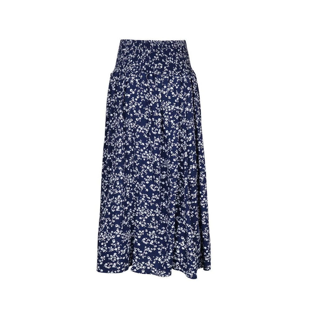 Vintage Floral Print Slit Skirt