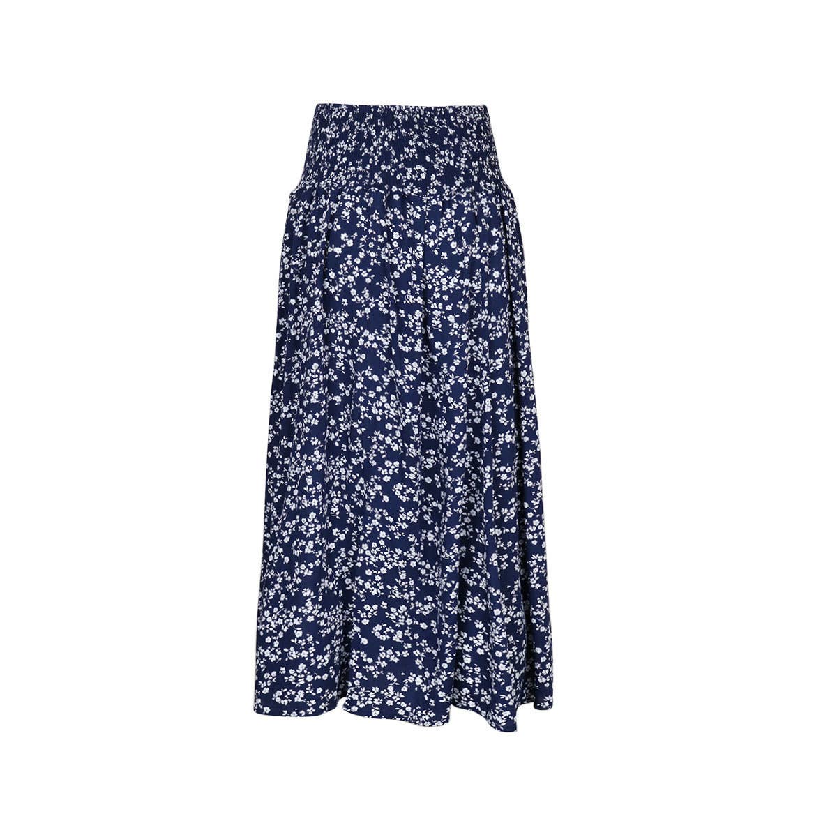Vintage Floral Print Slit Skirt