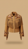 Embroidered Suede Fringe Jacket