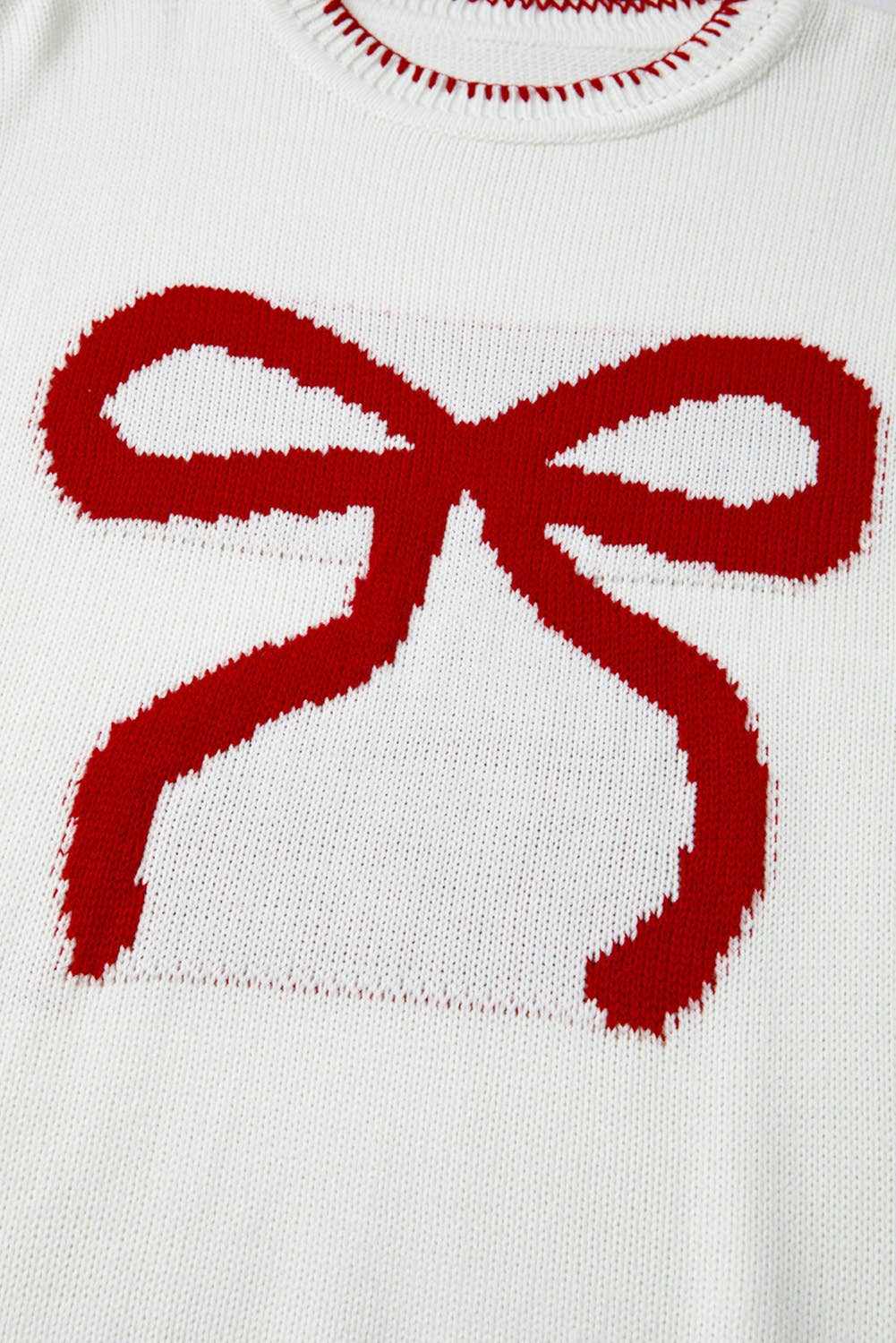 Bow Pattern Christmas Loose Fit Graphic Sweater | S-XL