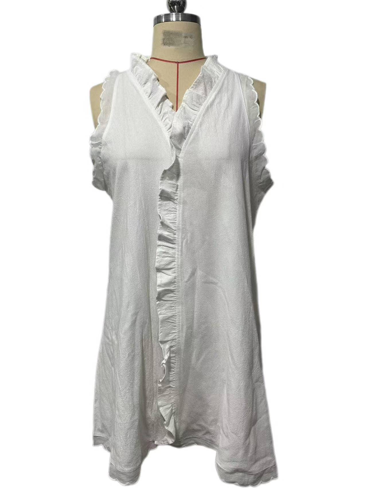 Ruffle frill sleeveless mini shift dress