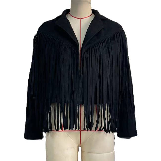 Crop Western Cowgirl Faux Suede Tassel Jacket