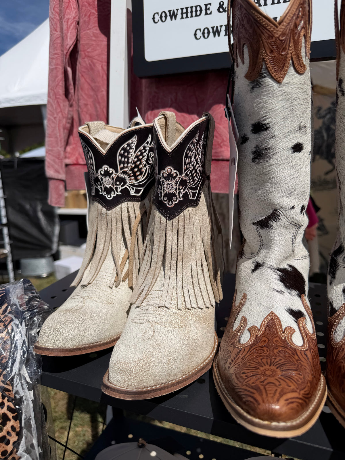 Myra Canyon Night Bird Fringe Booties in Cream