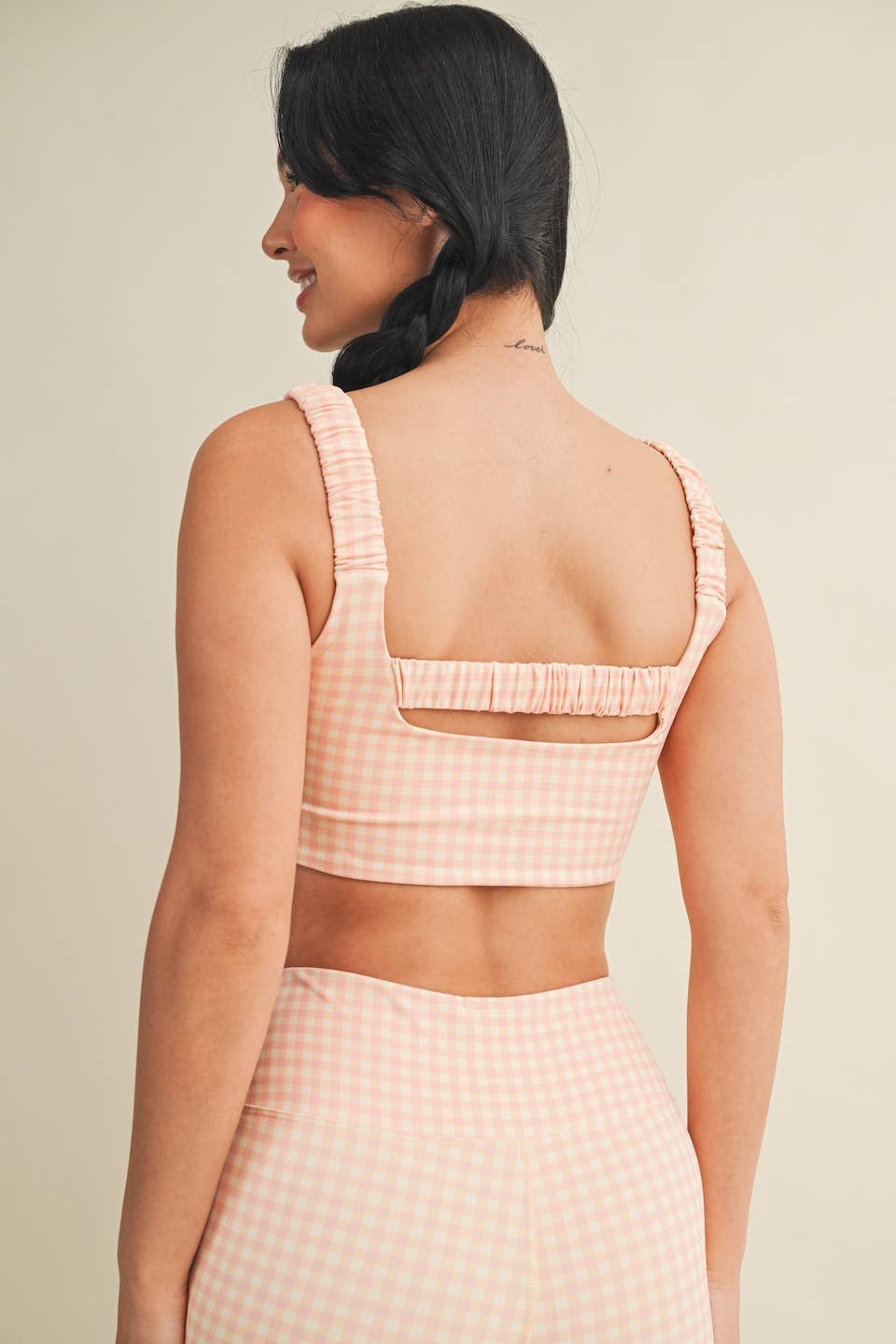 Gingham Print Ruched Bra Top
