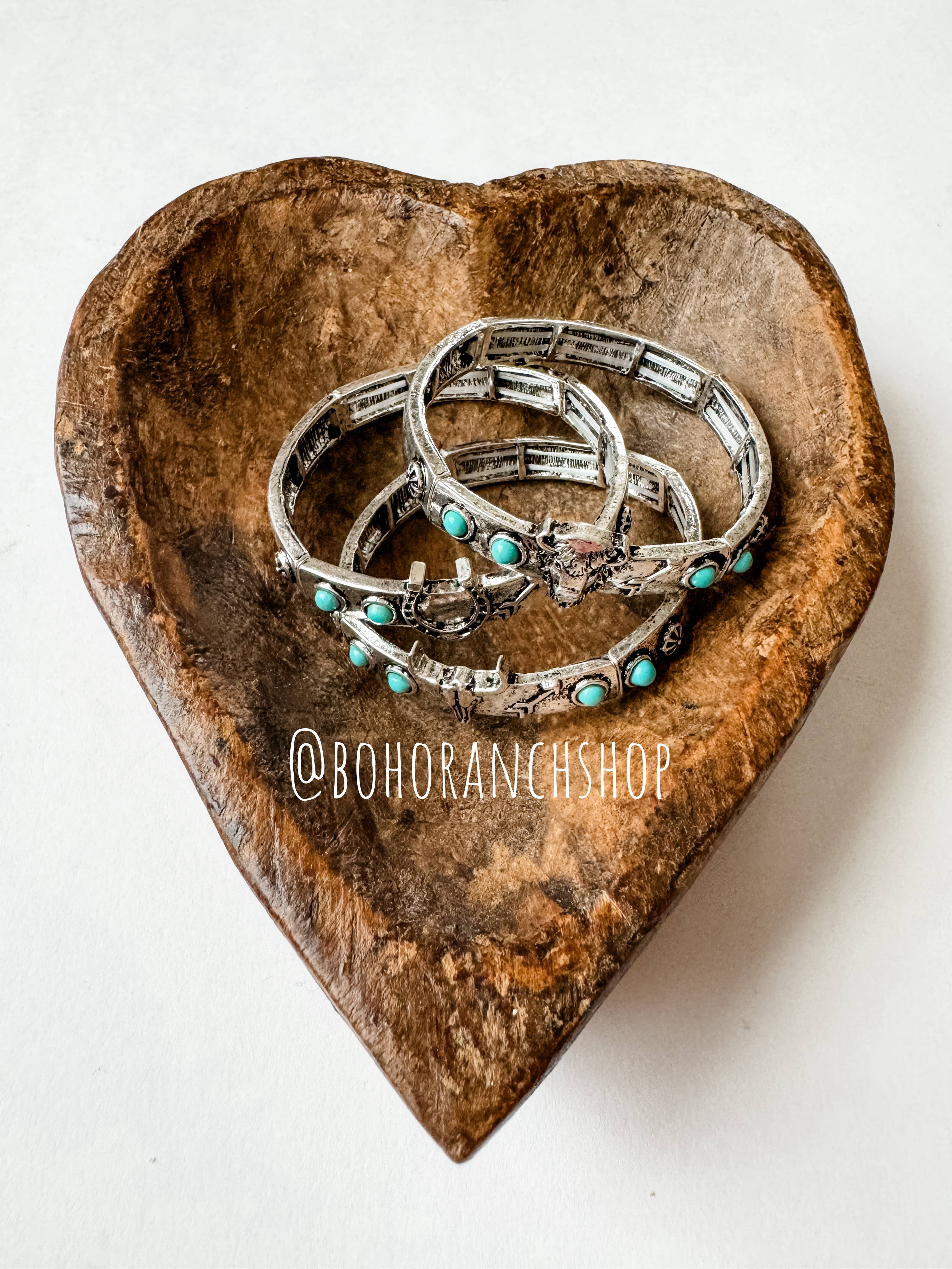 Western Boho Turquoise Stone Stackable Stretch Bracelet