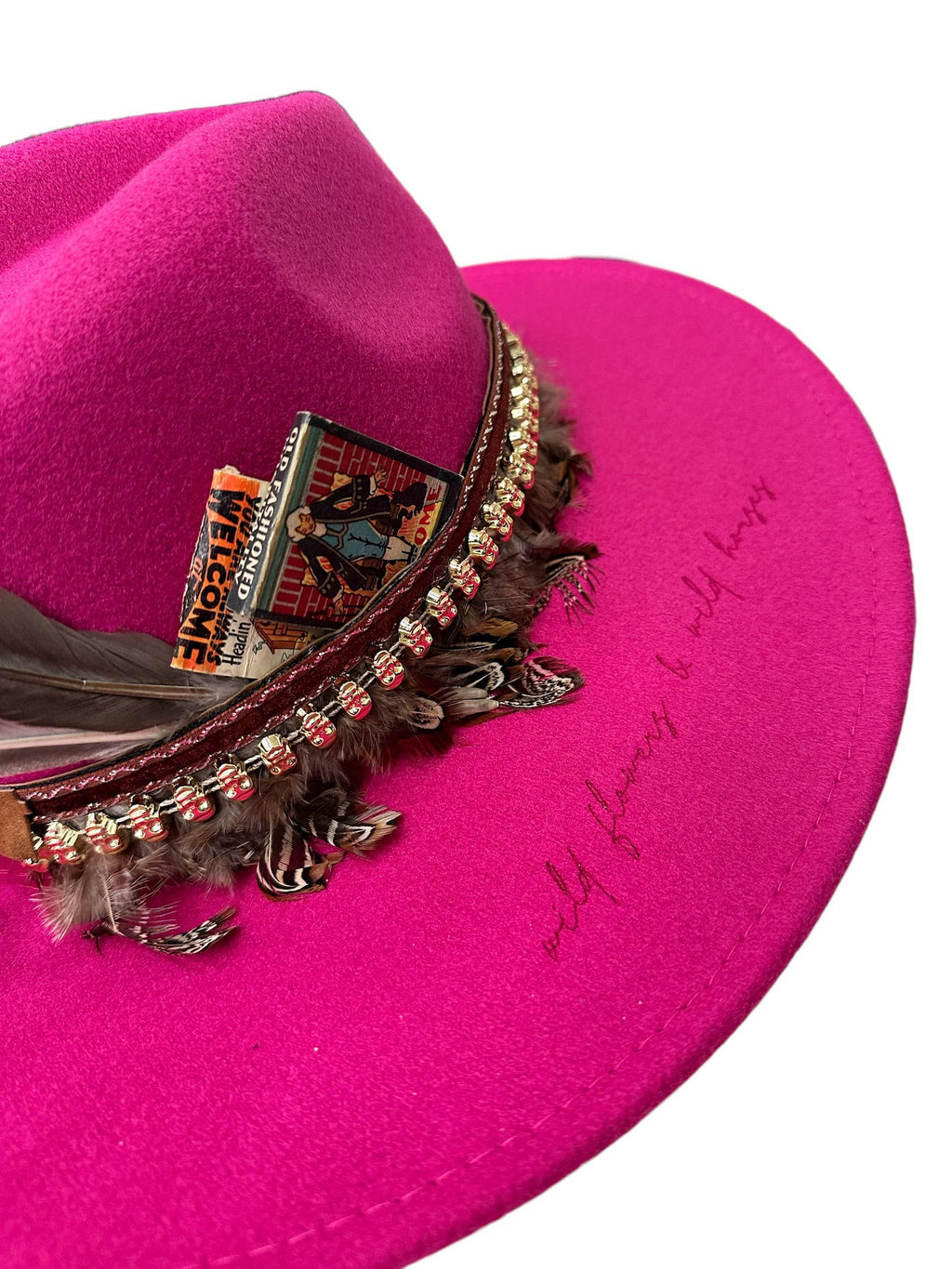 Wild Flowers Wild Horses Burned Hat Cowboy Western Hat