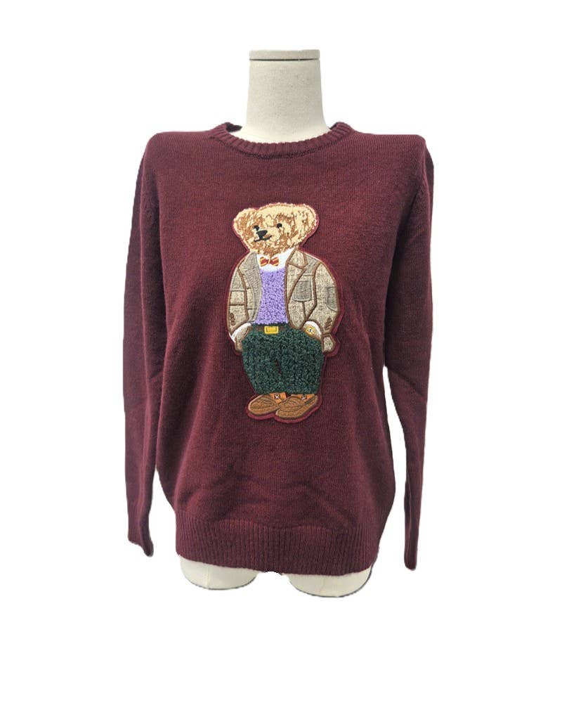 Vintage Bear Pattern Preppy Sweater