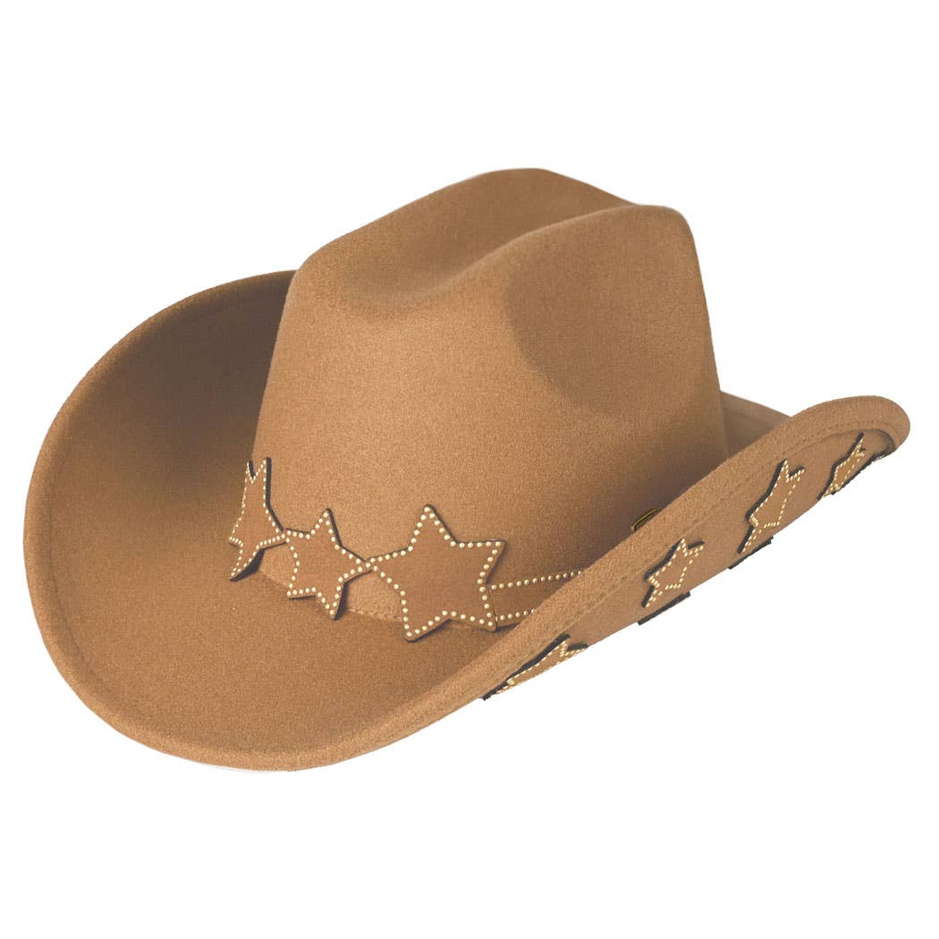Vegan Felt Star Embellishment Cowboy Hat