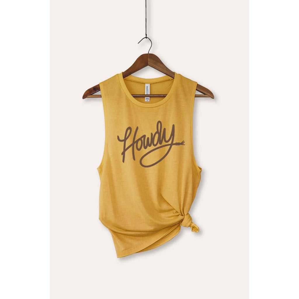 Howdy Cursive Western Typography Women's Jersey Tank Top