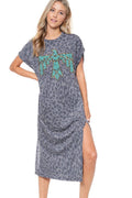 Zutter Turquoise Aztec Thunderbird Leopard Maxi Dress
