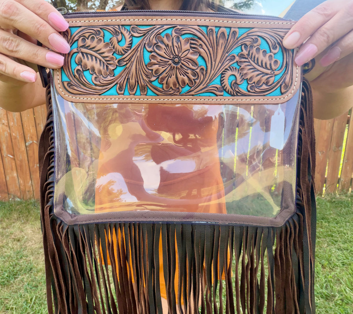 Boho Ranch Shop Hand Tooled Clear Purse Crossbody - Concert Game Day Stadium