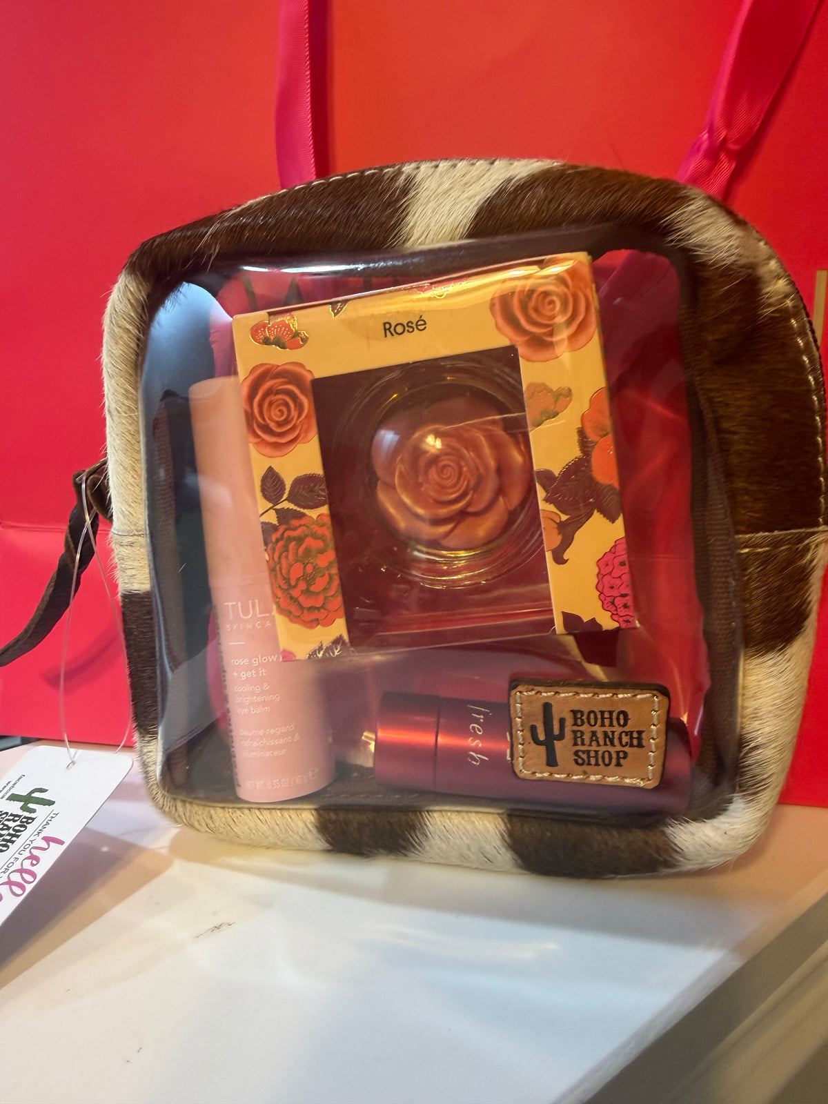 Boho Ranch Shop Hairon Cowhide Cosmetic Clear Case - Toiletry Makeup Travel Bag