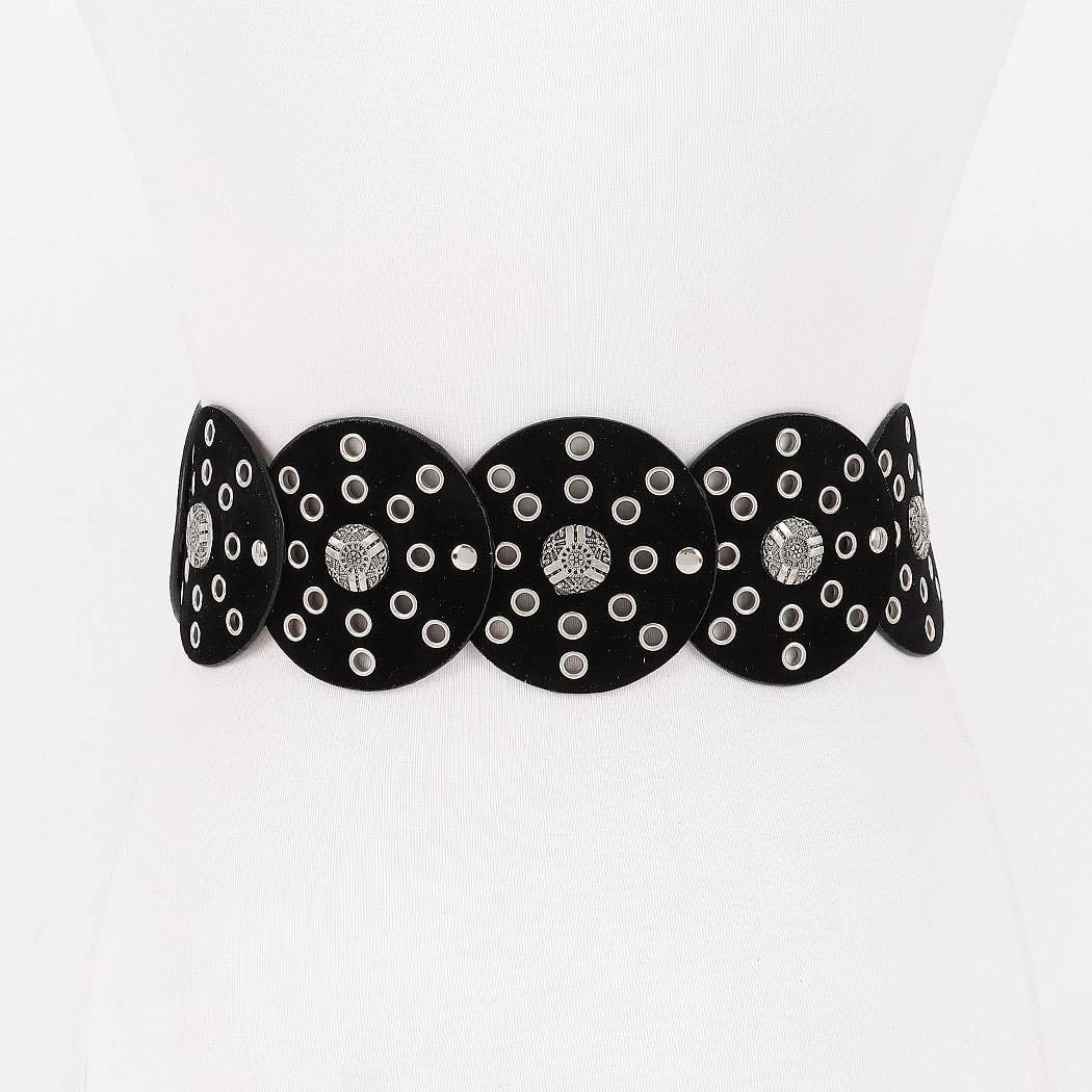 Faux Leather Disc Belt