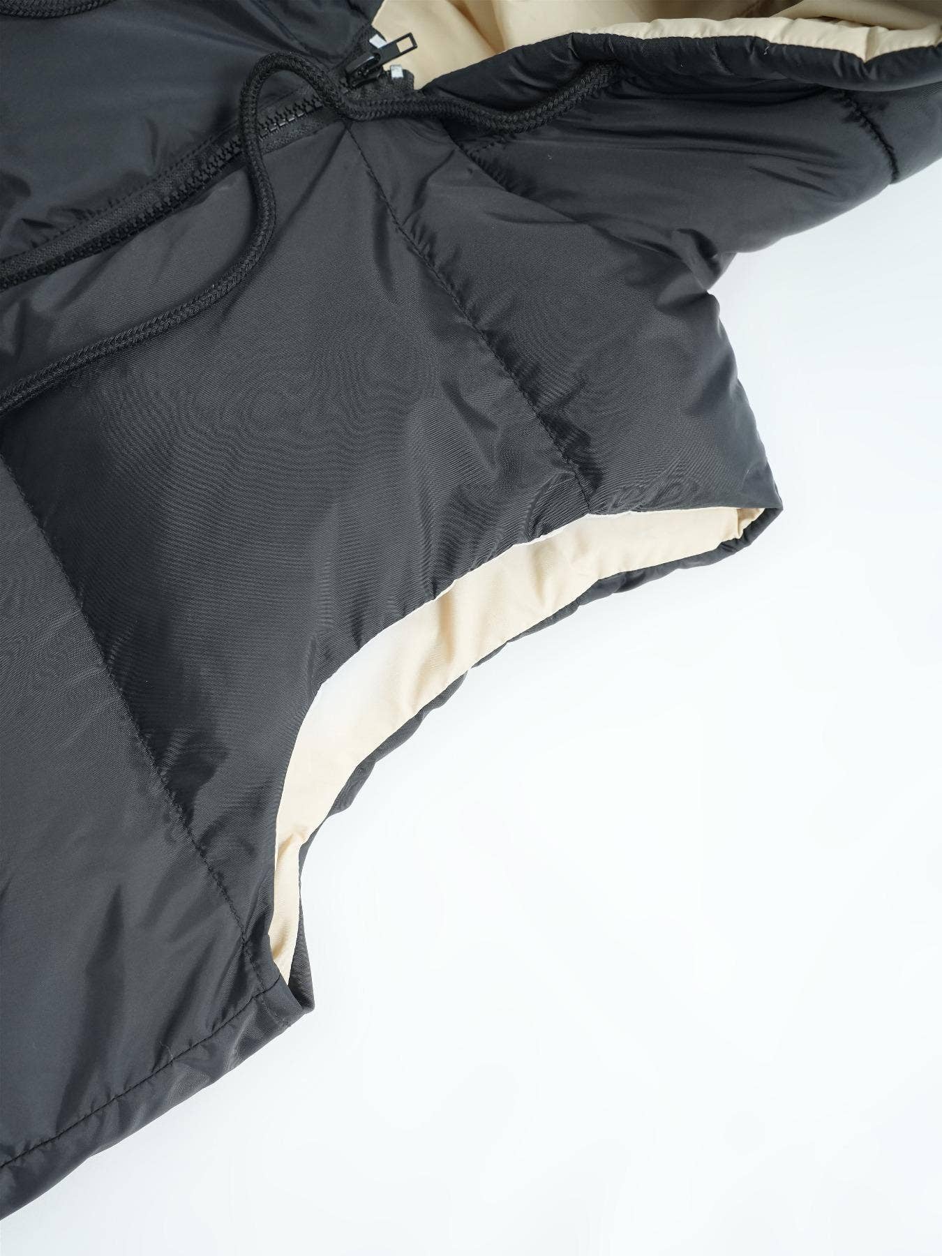 Zipper Sleeveless Hooded Long Padded Vest Jacket