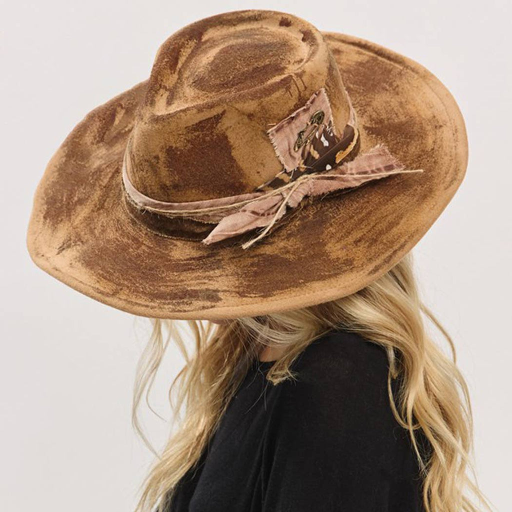 Women's Shapeable Cowgirl Fedora Hat – Feather & Distressed Band, Retro Charm