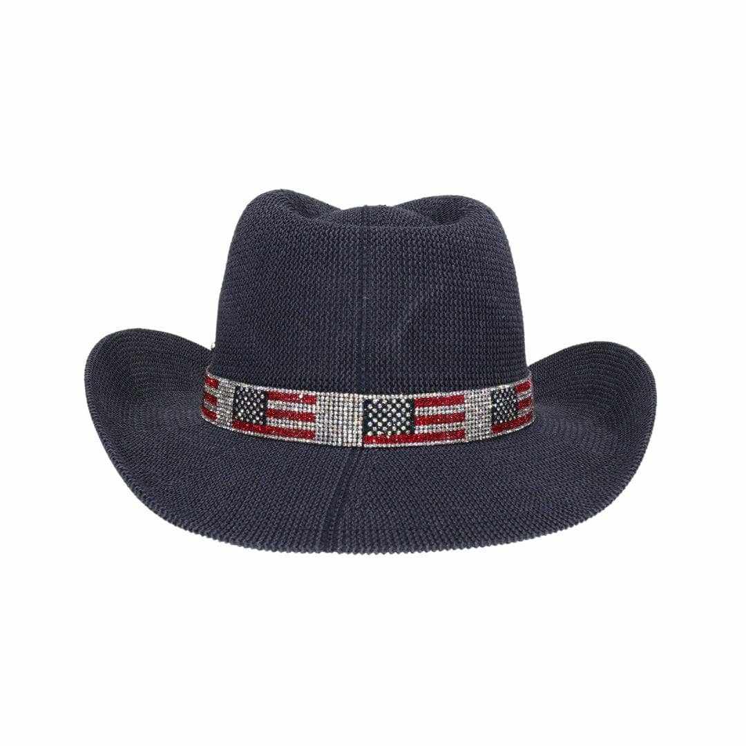 CBC0030 Fairhope Rhinestone American Flag Band Straw Cowboy Hat