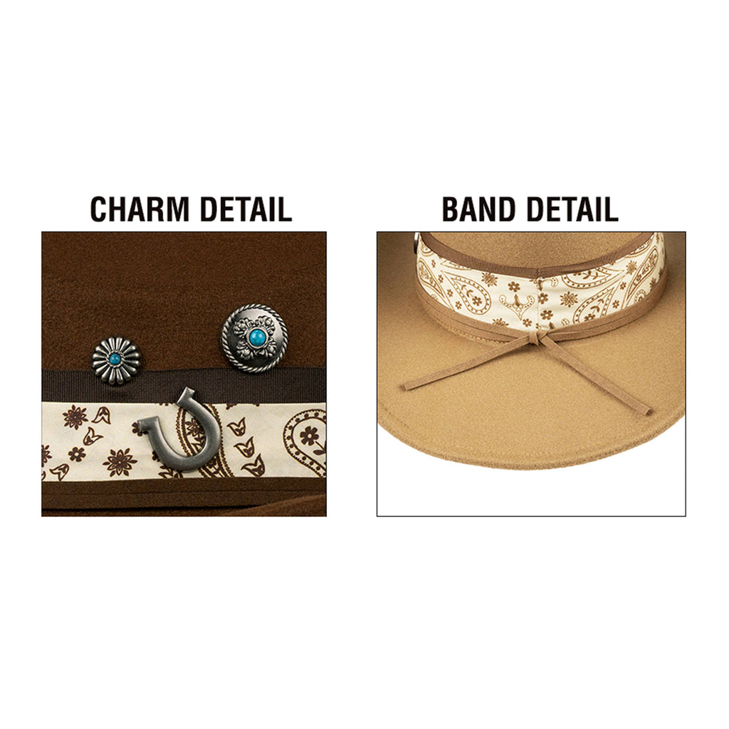 C.C Paisley Band with Western Charm Vegan Felt Cowboy Hat