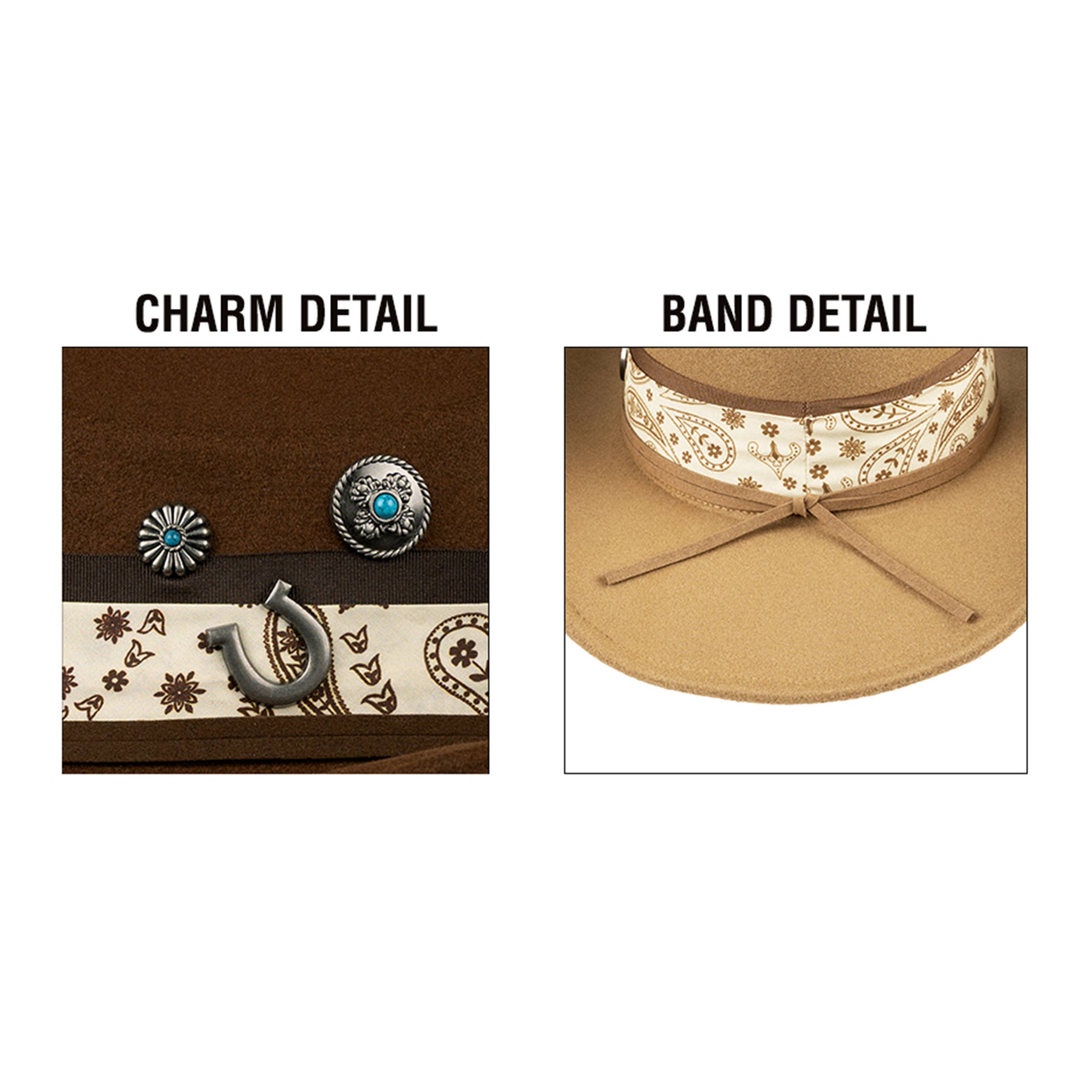 C.C Paisley Band with Western Charm Vegan Felt Cowboy Hat