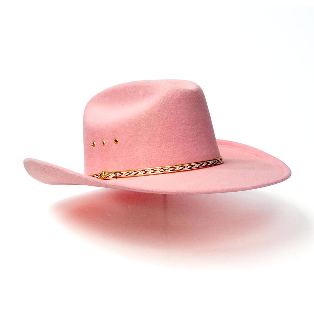Pink Felt Finish Western Cattleman Hat