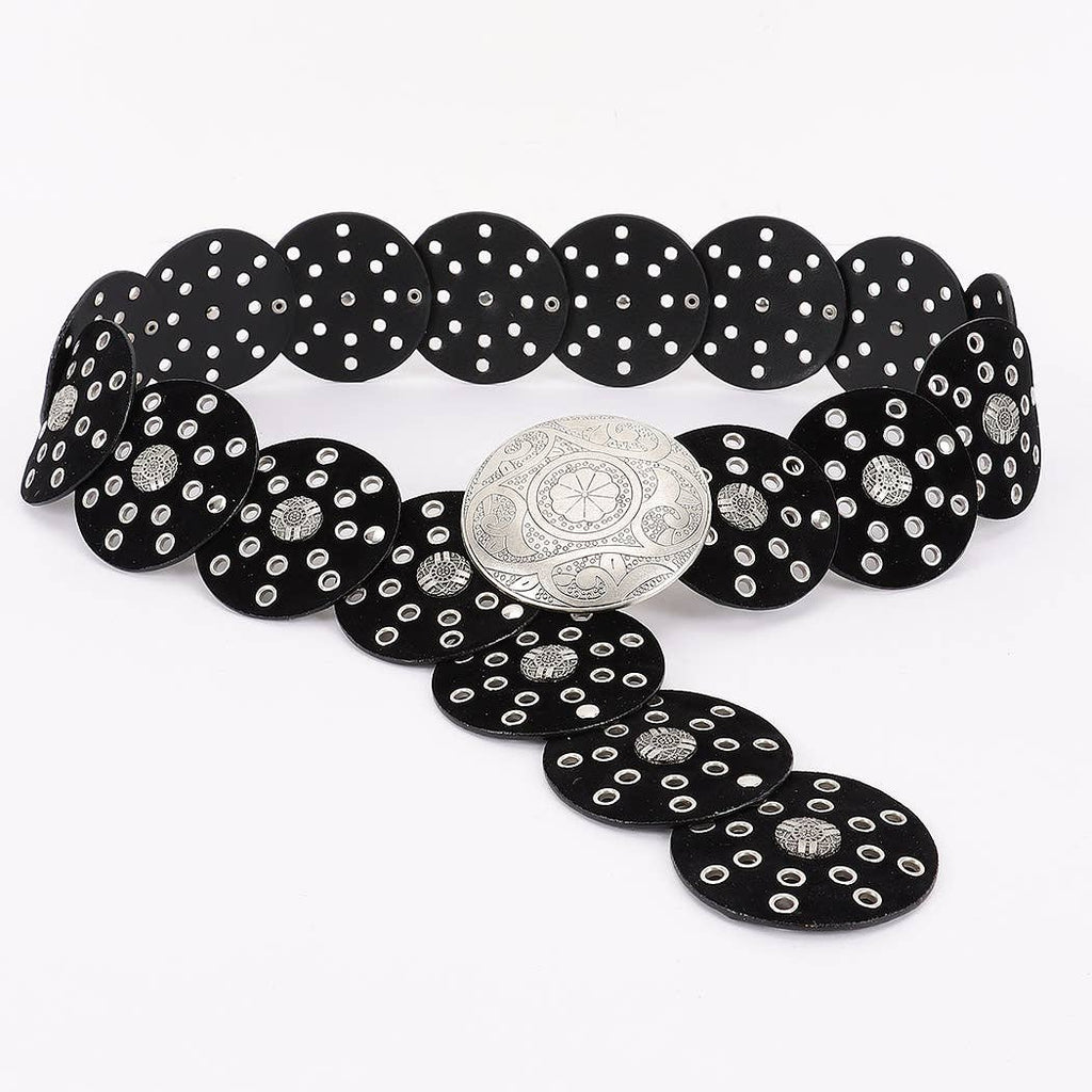 Faux Leather Disc Belt