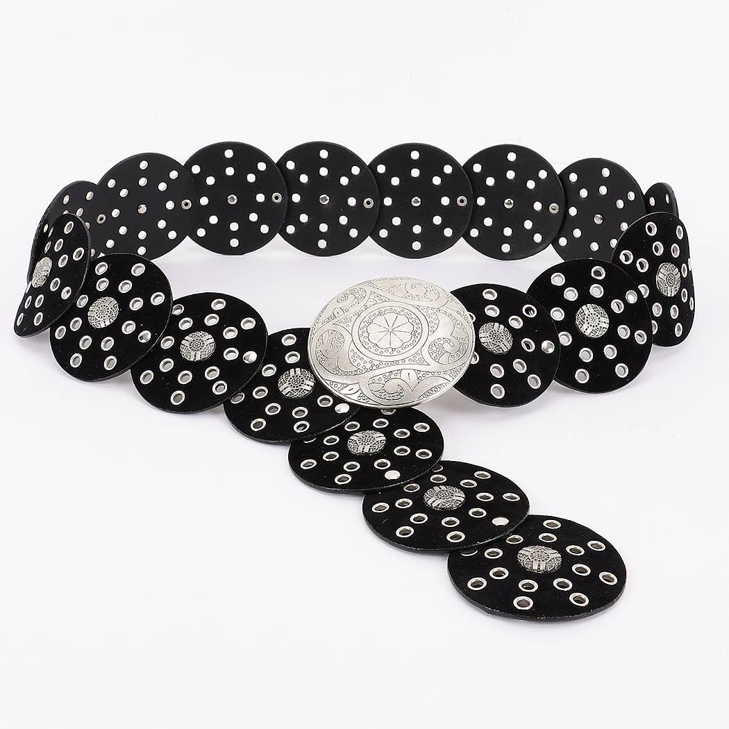 Faux Leather Disc Belt