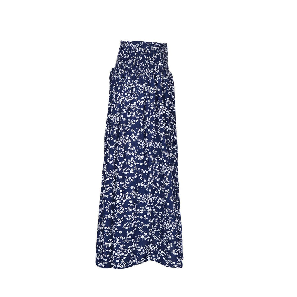 Vintage Floral Print Slit Skirt