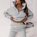 Half-Zipped Collar Sweatshirt Piping Pants Set