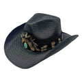 Gallop Western Hat – Toyo Straw with Feather Band & Turquoise Concho