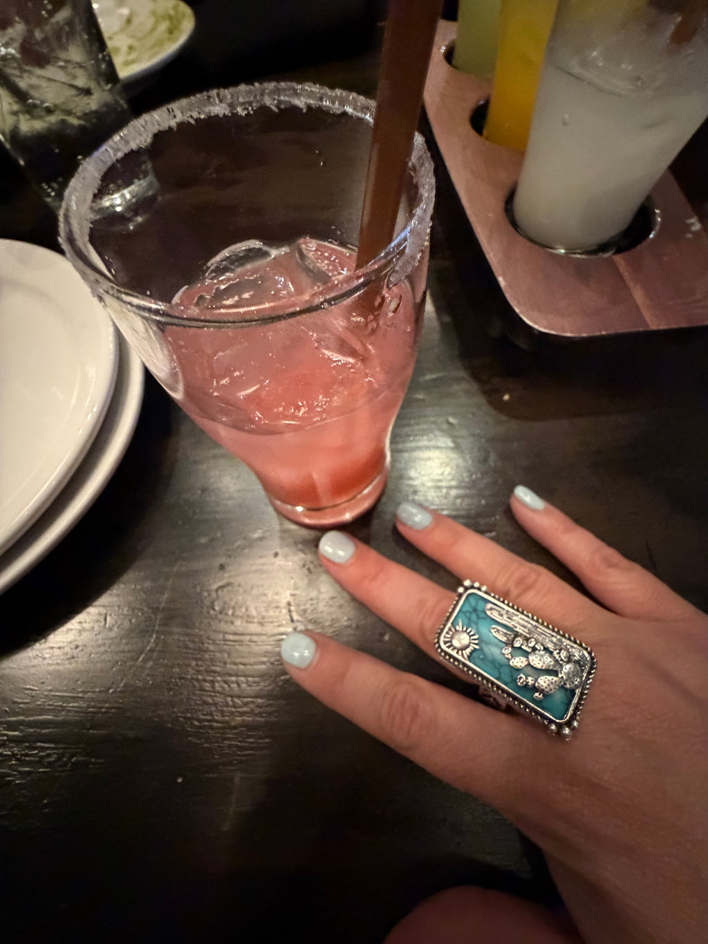Boho Ranch Shop Western Style Stone Pendant Cutout Stretch Ring