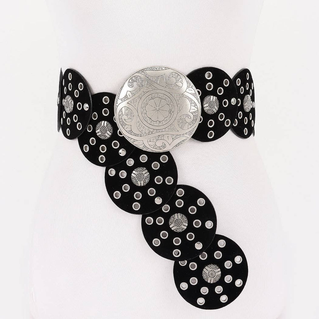 Faux Leather Disc Belt