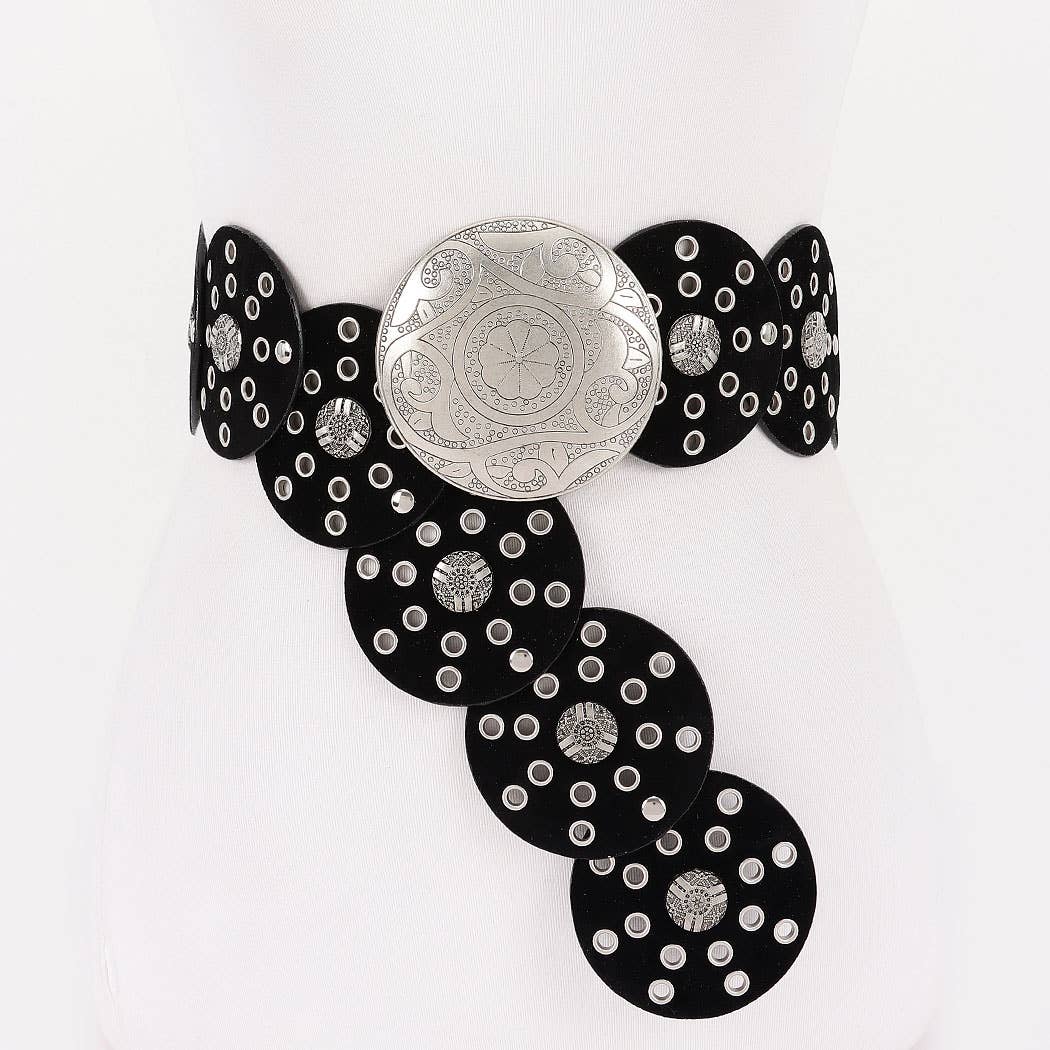 Faux Leather Disc Belt