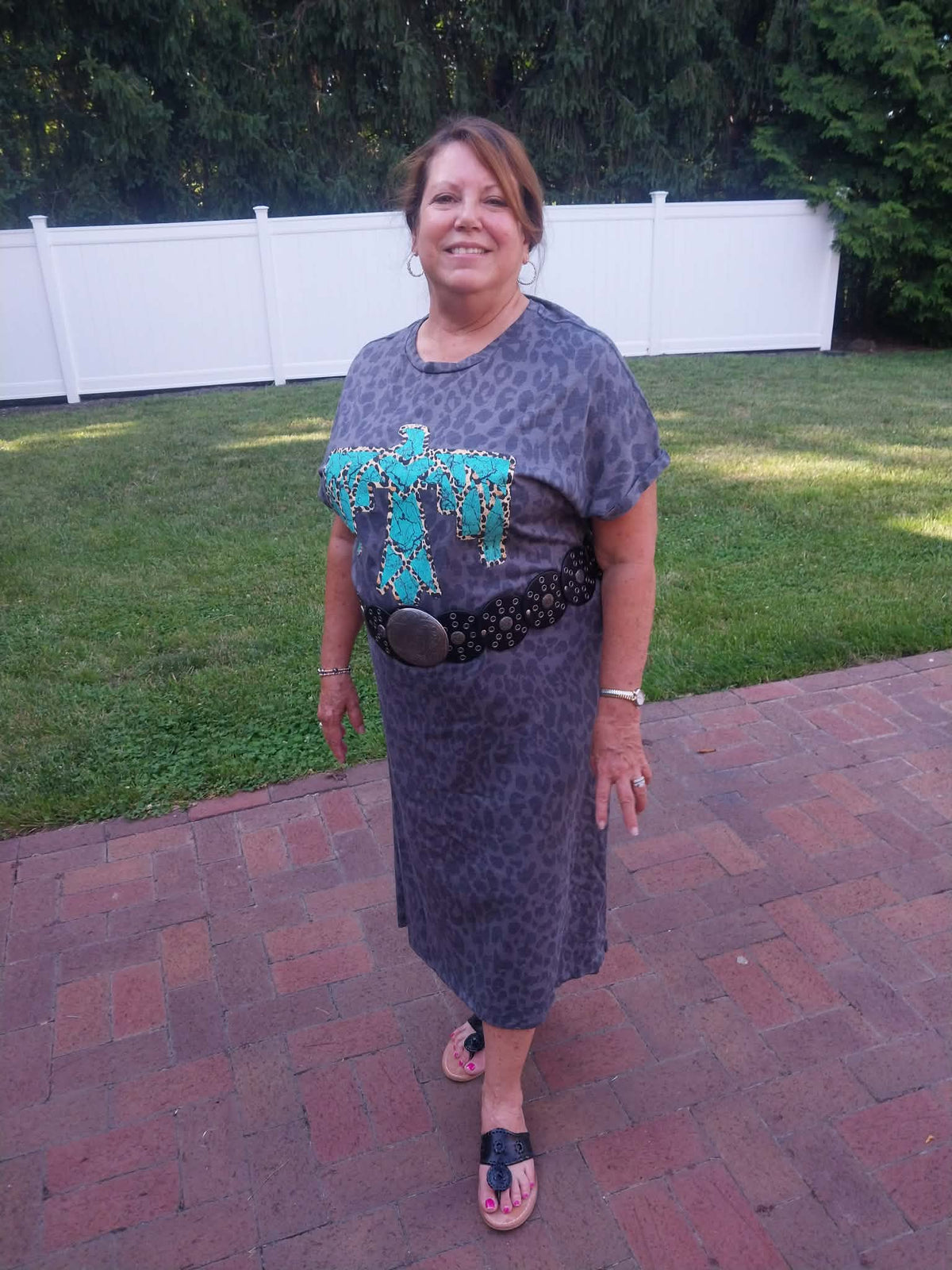 Zutter Turquoise Aztec Thunderbird Leopard Maxi Dress