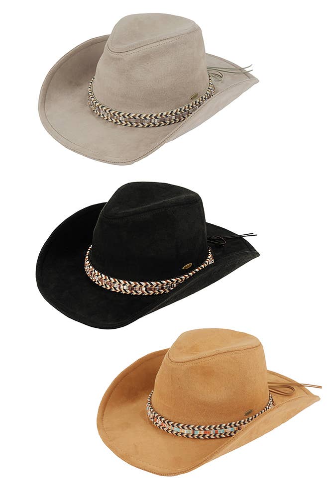 C.C Multi Thread Trim Suede Cowboy Hat