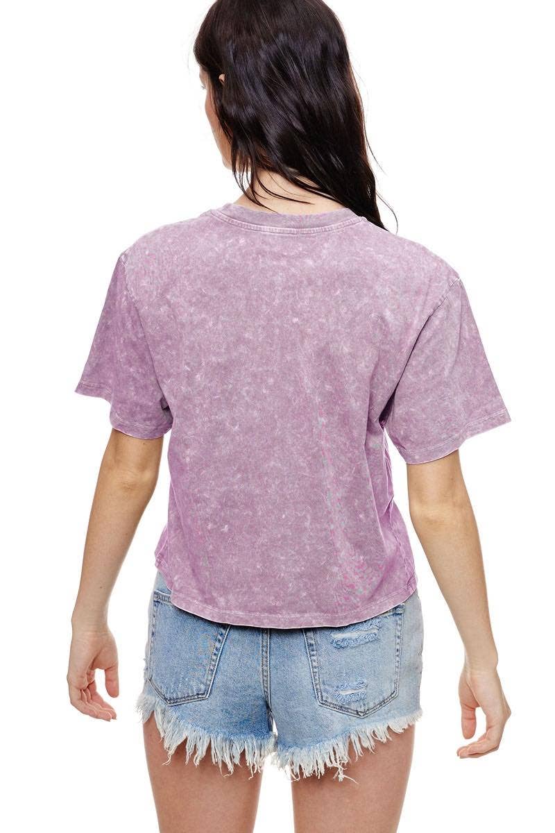 Zutter Caviar Cowboy Vintage Washed Western Graphic Faux Crop Tee