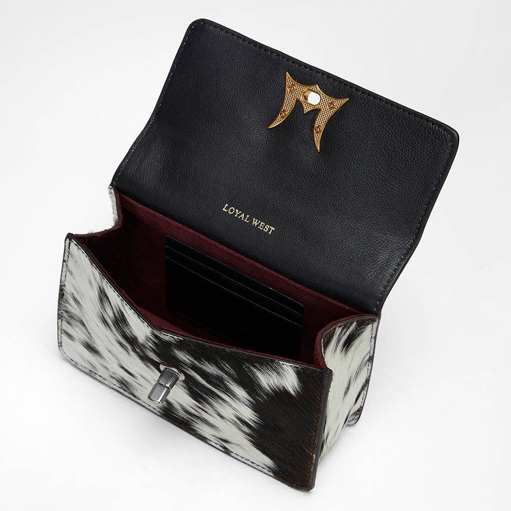 Myra Bags Loyal West Valencia Leather Bag - Black & White Cowhide